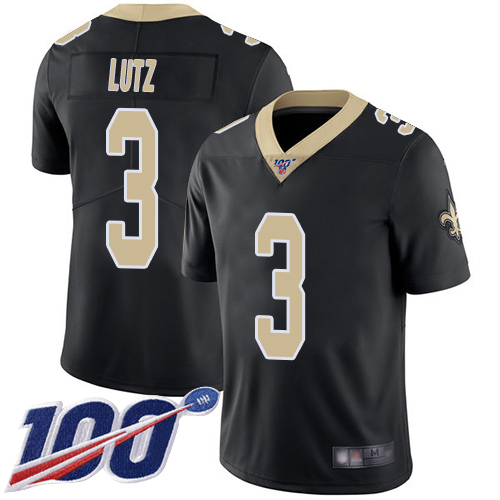 Men New Orleans Saints Limited Black Wil Lutz Home Jersey NFL Football #3 100th Season Vapor Untouchable Jersey->new orleans saints->NFL Jersey